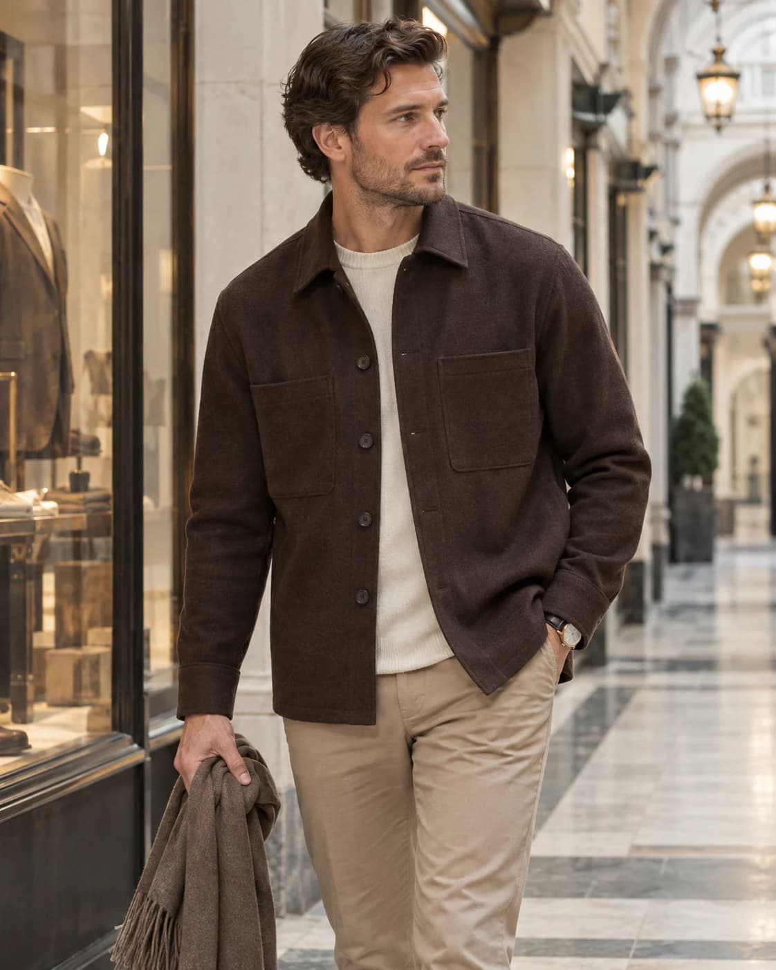 Cassius Merino Overshirt worn and styled with Supreme Blessedness jewellery