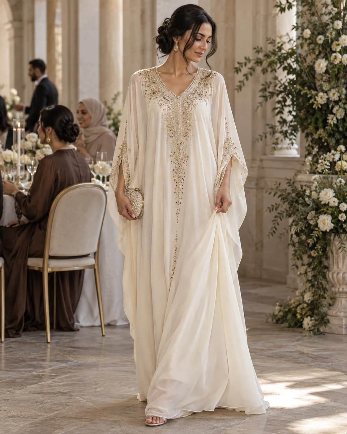 Noor Embellished Kaftan worn and styled with Supreme Blessedness jewellery