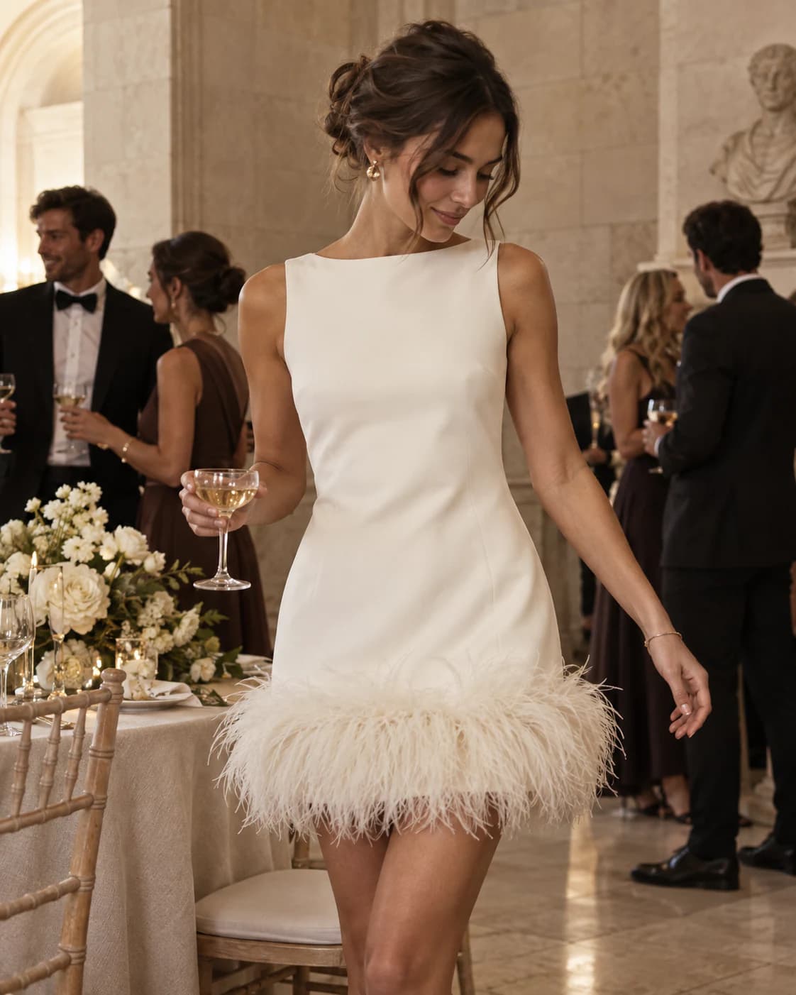 Ophelia Feather-Trim Dress worn and styled with Supreme Blessedness jewellery