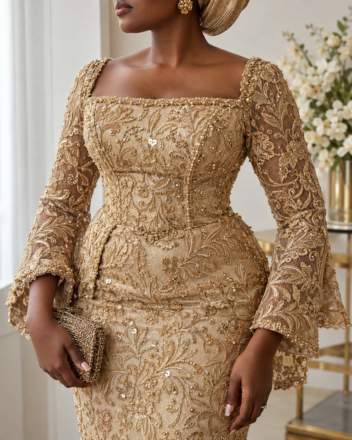 Adaeze Lace Occasion Set fabric and stitching detail