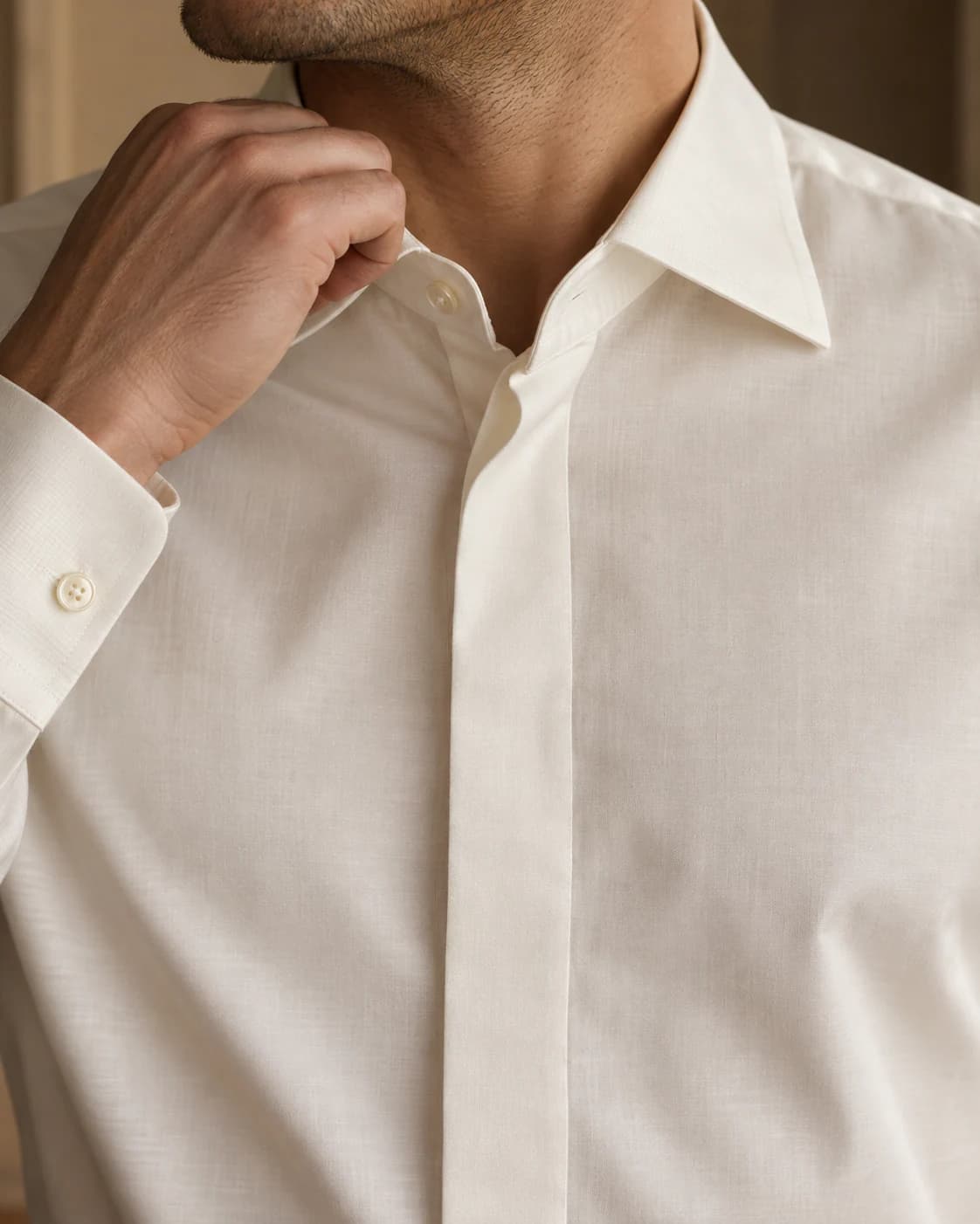 Alaric Cotton-Silk Shirt fabric and stitching detail