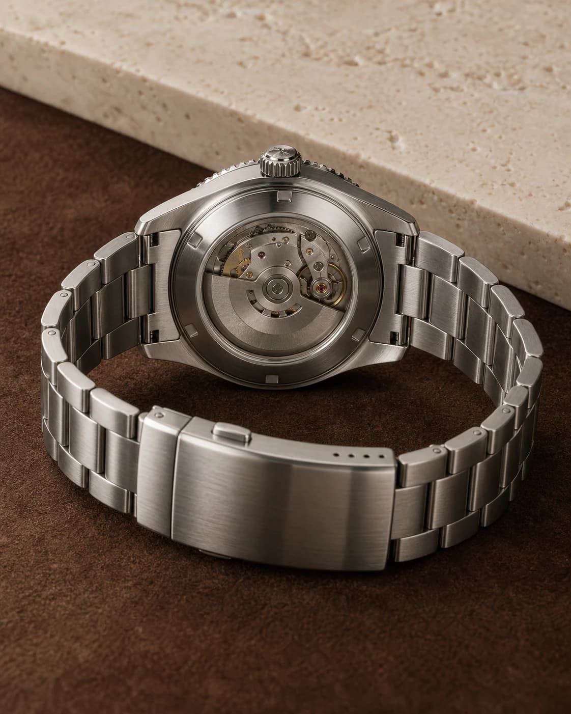 Atlas Diver 42mm back view showing caseback and clasp