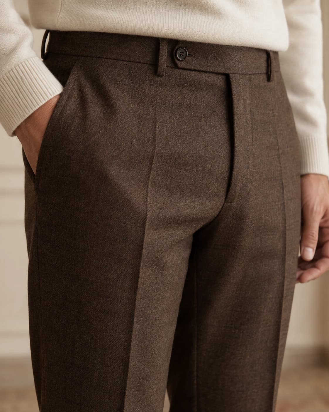 Everett Tailored Trousers fabric and stitching detail