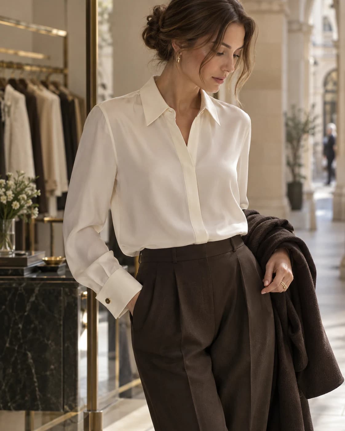 Isolde Silk Blouse worn and styled with Supreme Blessedness jewellery
