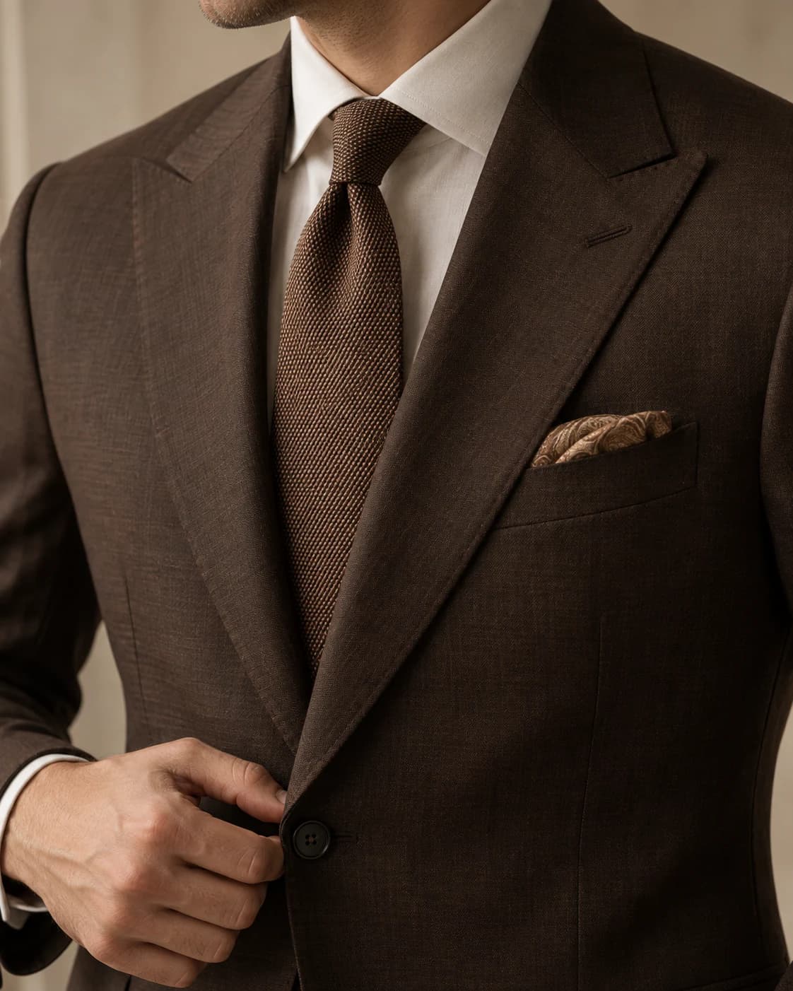 Lucien Two-Piece Suit fabric and stitching detail