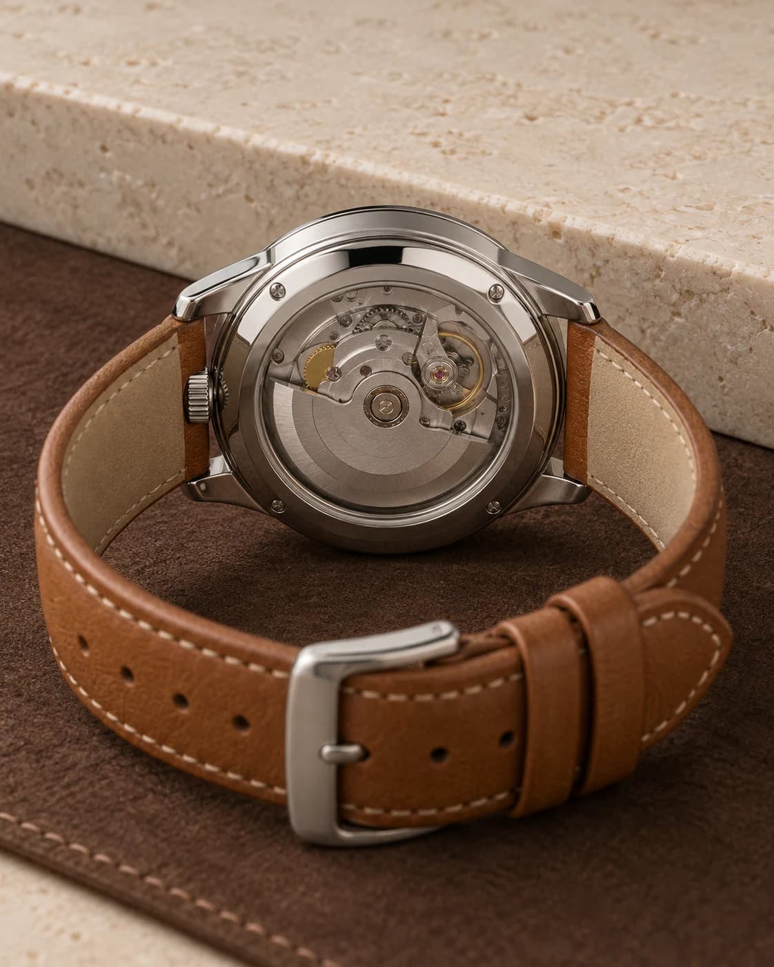 Meridian Automatic 40mm back view showing caseback and clasp
