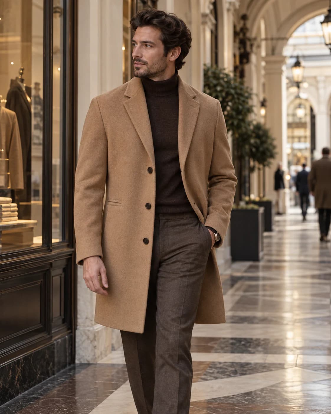 Roman Cashmere-Blend Coat worn and styled with Supreme Blessedness jewellery