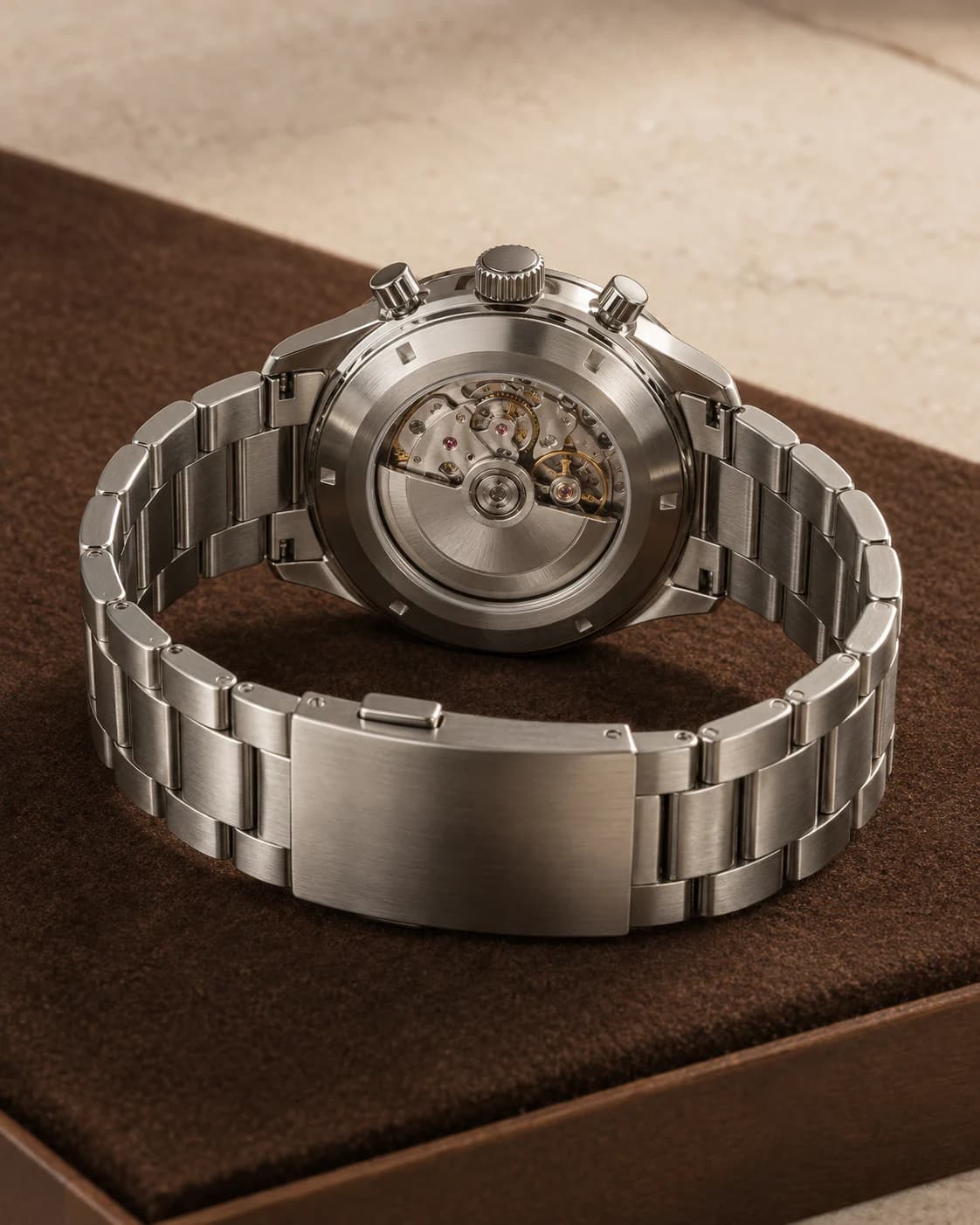 Sovereign Chronograph 42mm back view showing caseback and clasp
