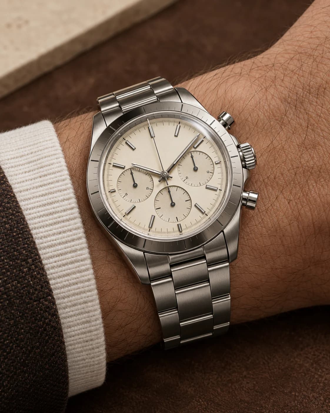 Sovereign Chronograph 42mm dial and case detail