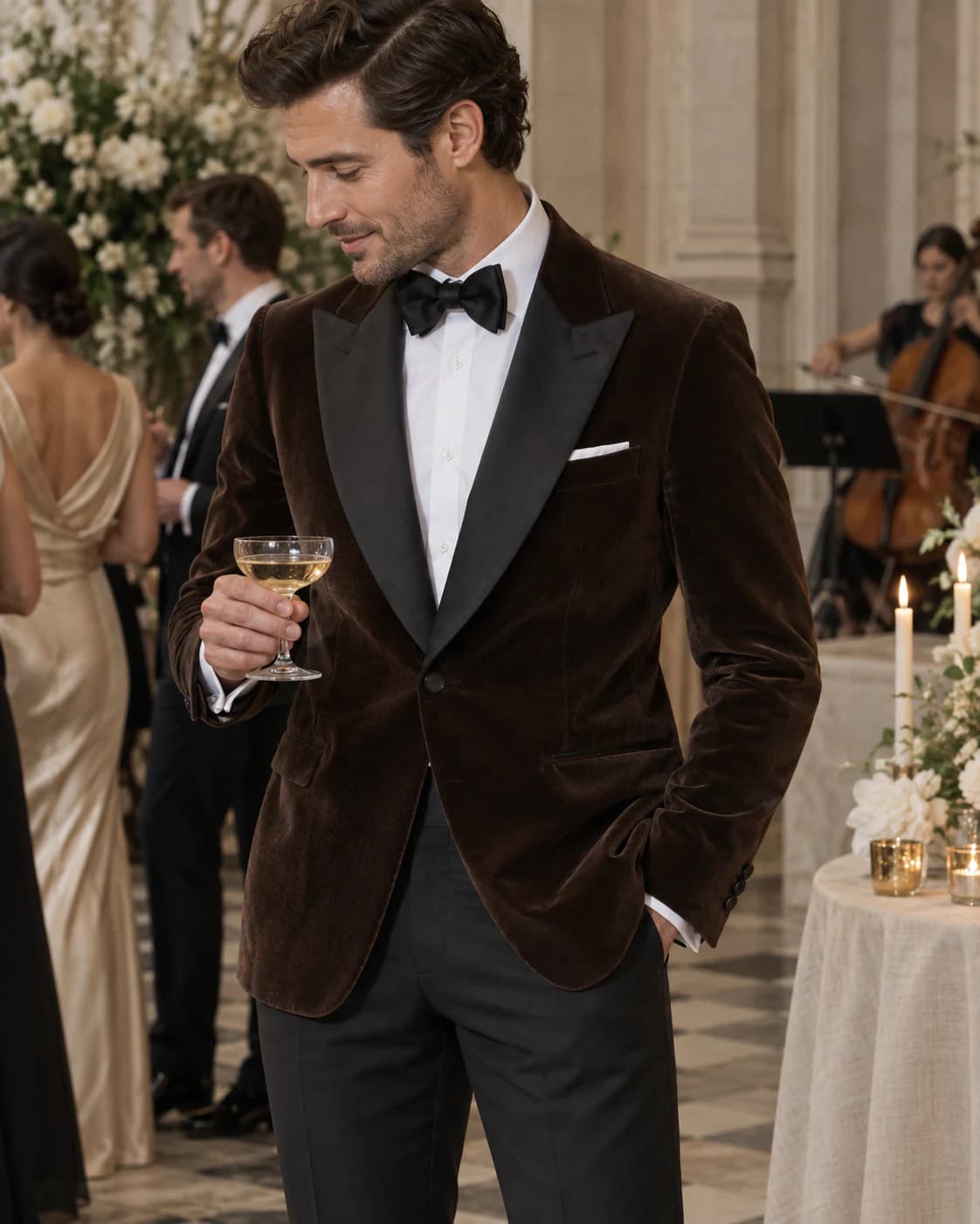 Valentin Velvet Dinner Jacket worn and styled with Supreme Blessedness jewellery